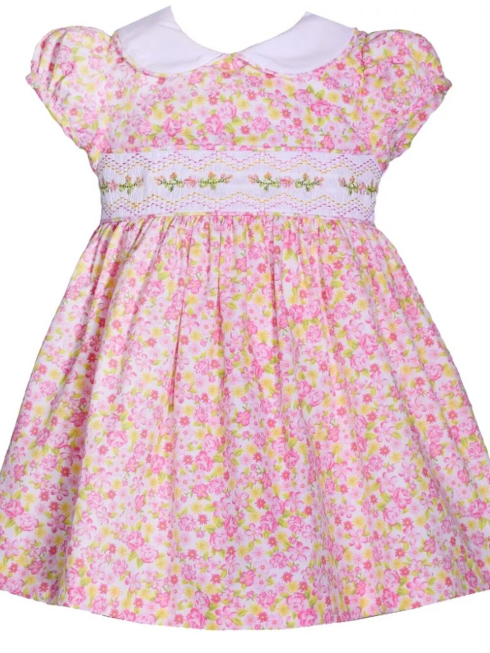 Bonnie Jean Pink floral smocked embroidered dress New With Tags